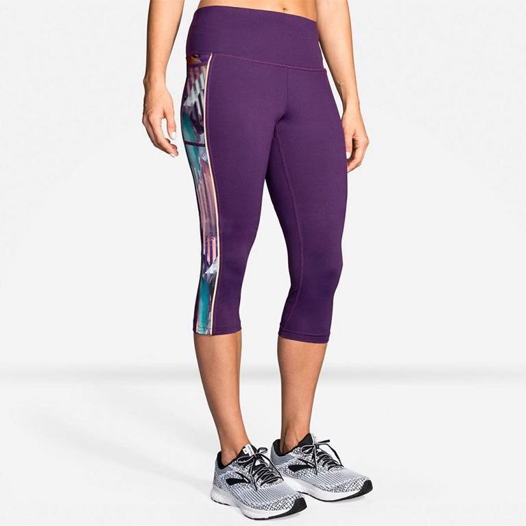 Brooks Greenlight Capri Running Pants - Women's - Purple (61345-GHMC)